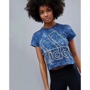 Adidas ID Logo Navy Acid Wash Tie Dye Slim Tee T-Shirt Sz M CG1002